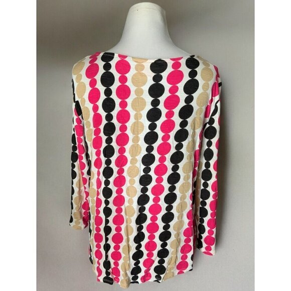 Ruby Rd Womens Petite Polka Dot Tunic Top Multicolor Quarter Sleeve Keyhole PM - Picture 5 of 10